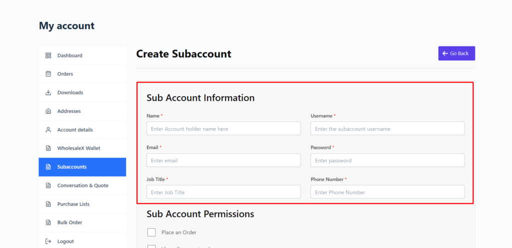 WholesaleX Subaccount Management
